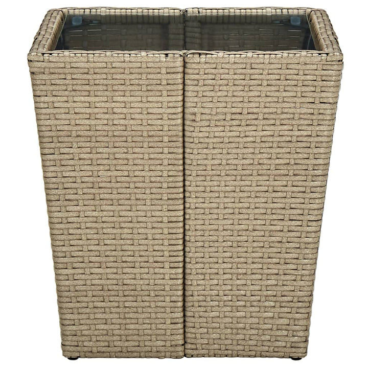 tebord 41,5x41,5x44 cm polyrattan og hærdet glas beige