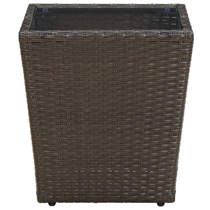 tebord 41,5x41,5x44 cm polyrattan og hærdet glas brun