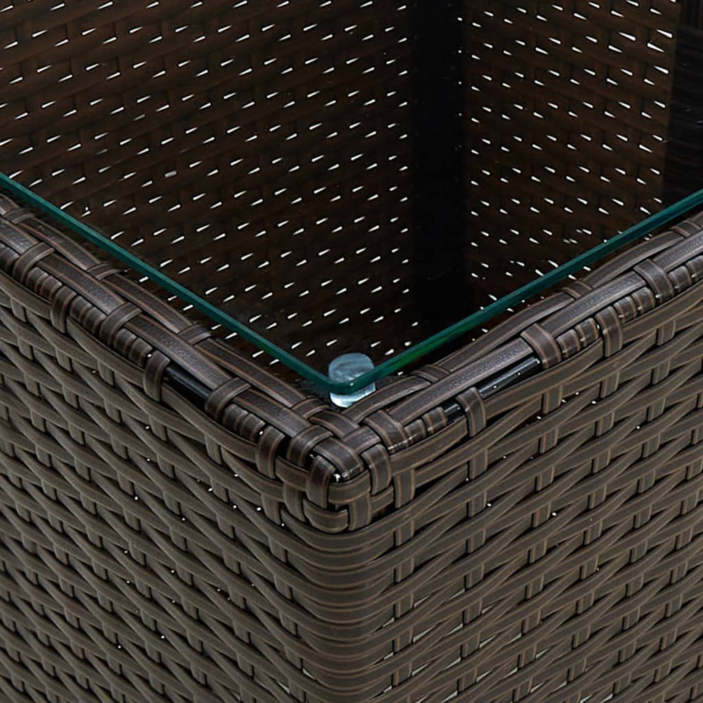 tebord 41,5x41,5x44 cm polyrattan og hærdet glas brun