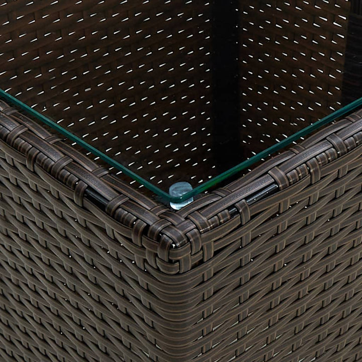 tebord 41,5x41,5x44 cm polyrattan og hærdet glas brun