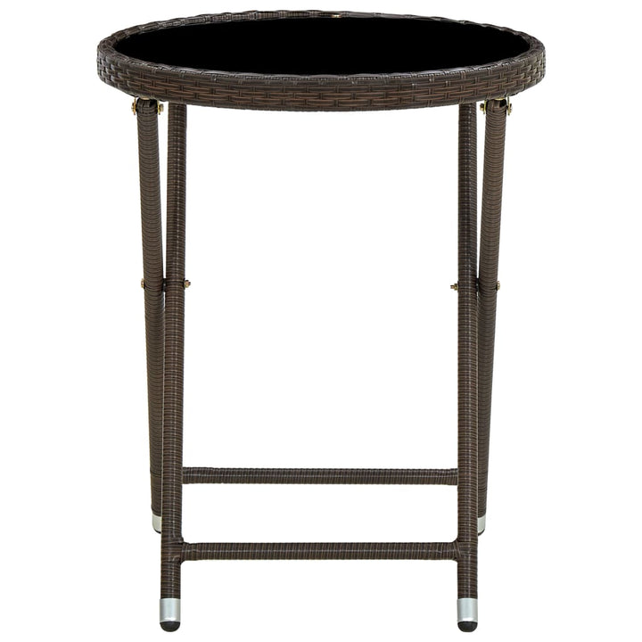 tebord 60 cm polyrattan og hærdet glas brun