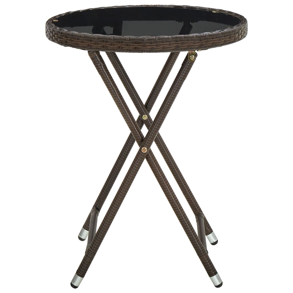 tebord 60 cm polyrattan og hærdet glas brun