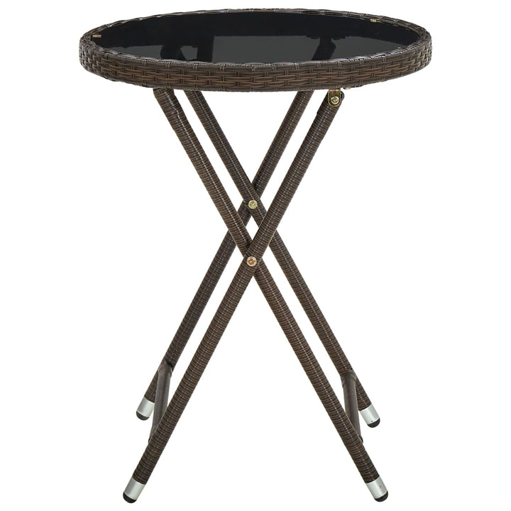 tebord 60 cm polyrattan og hærdet glas brun