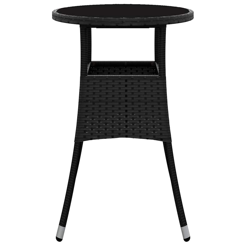 havebord Ø60x75 cm hærdet glas og polyrattan sort