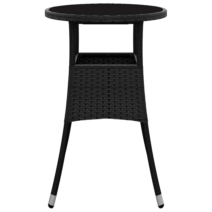 havebord Ø60x75 cm hærdet glas og polyrattan sort