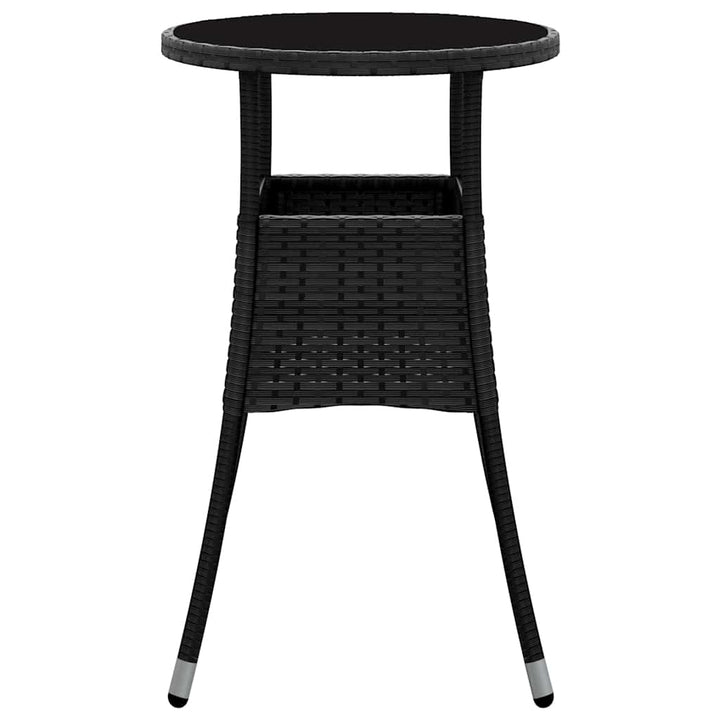 havebord Ø60x75 cm hærdet glas og polyrattan sort