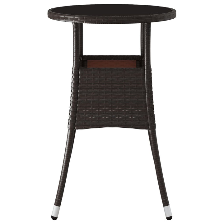 havebord Ø60x75 cm hærdet glas og polyrattan brun
