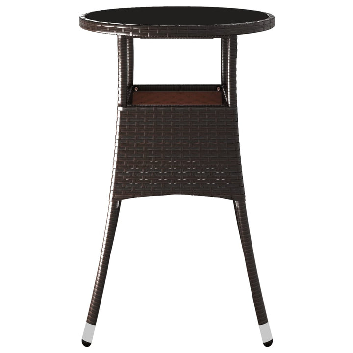 havebord Ø60x75 cm hærdet glas og polyrattan brun