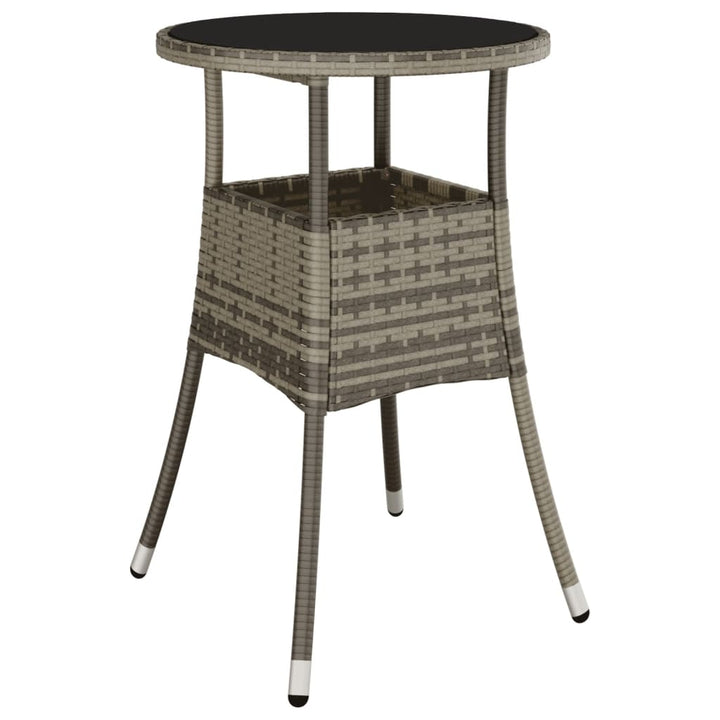 havebord Ø60x75 cm hærdet glas og polyrattan grå