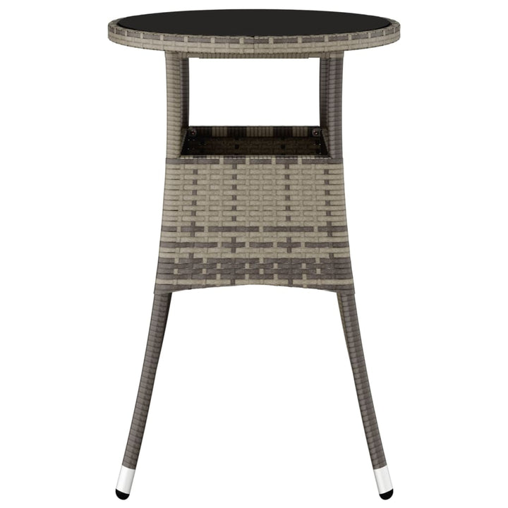 havebord Ø60x75 cm hærdet glas og polyrattan grå