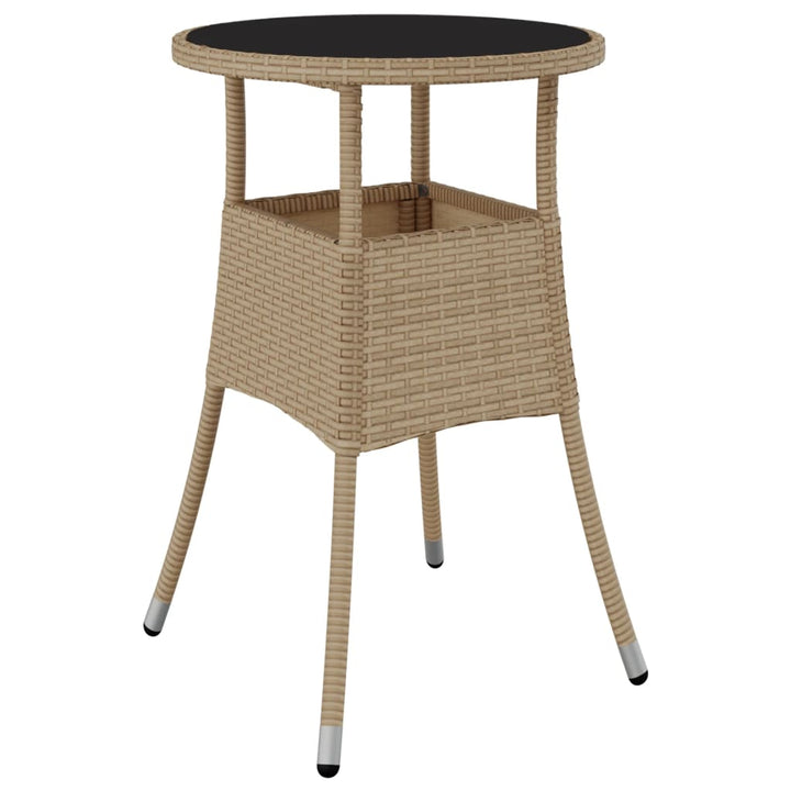 havebord Ø60x75 cm hærdet glas og polyrattan beige