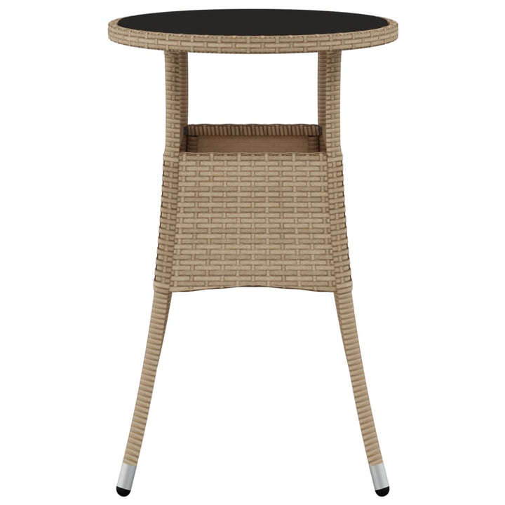 havebord Ø60x75 cm hærdet glas og polyrattan beige