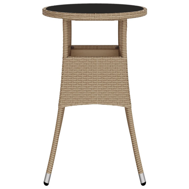 havebord Ø60x75 cm hærdet glas og polyrattan beige