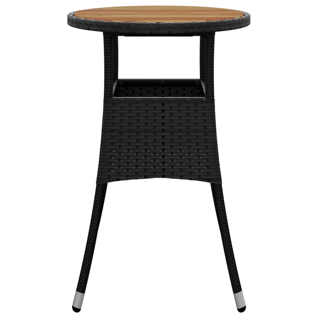 havebord Ø60x75 cm akacietræ og polyrattan sort