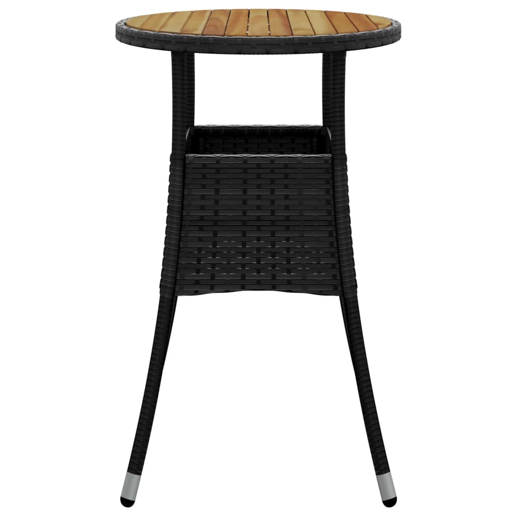 havebord Ø60x75 cm akacietræ og polyrattan sort
