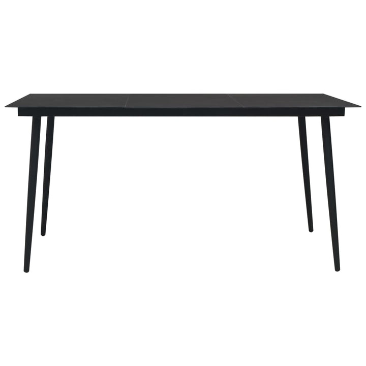 havebord 150x80x74 cm stål og glas sort