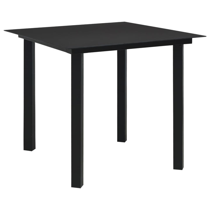 havebord 80x80x74 cm stål og glas sort