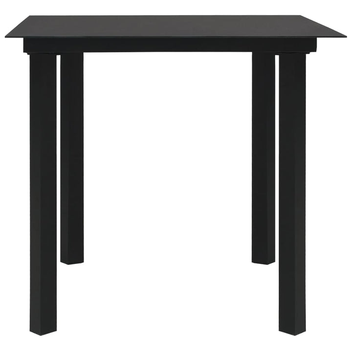 havebord 80x80x74 cm stål og glas sort
