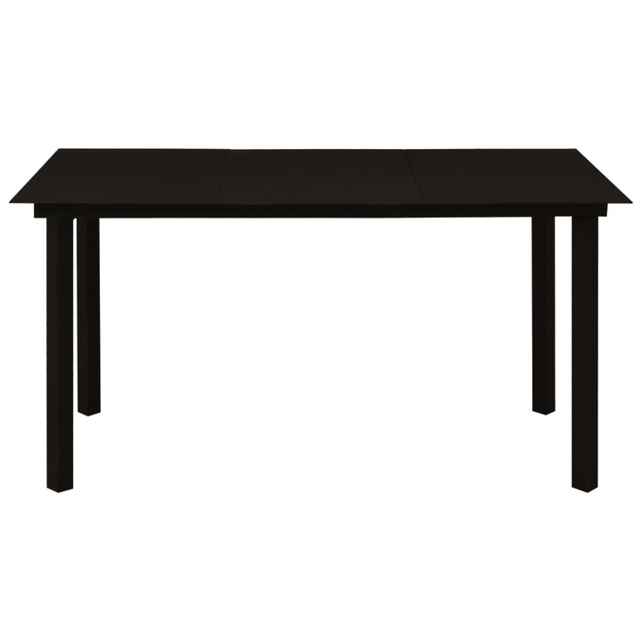 havebord 150x80x74 cm stål og glas sort
