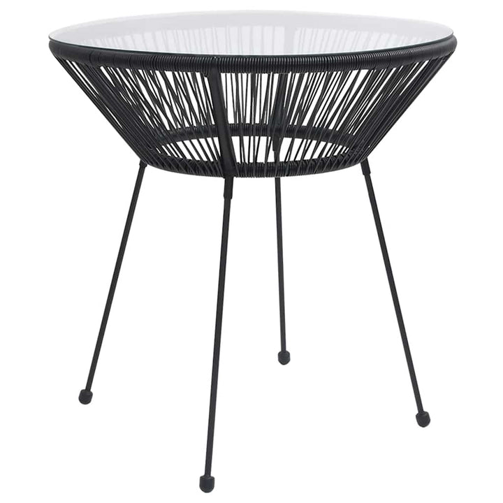 havebord Ø70x74 cm rattan og glas sort