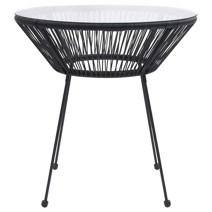 havebord Ø70x74 cm rattan og glas sort