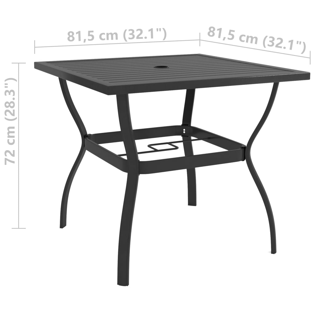 havebord 81,5x81,5x72 cm stål antracitgrå
