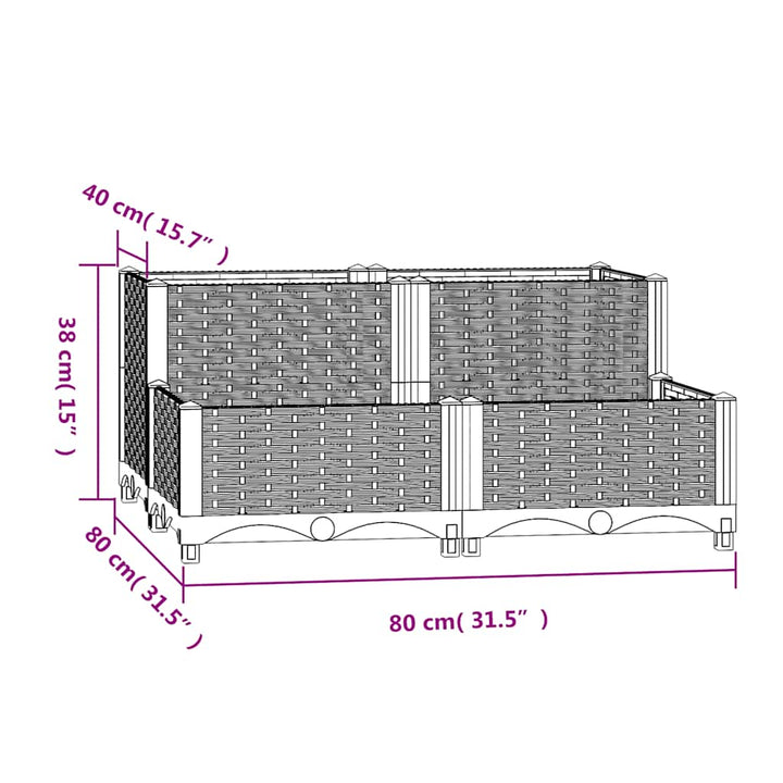 højbed 80x80x38 cm polypropylen