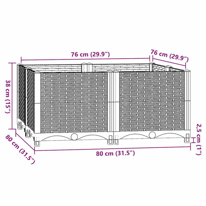 højbed 80x80x38 cm polypropylen