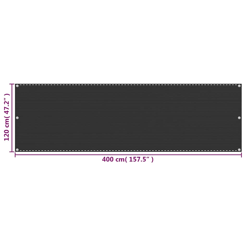 altanafskærmning 120x400 cm HDPE antracitgrå