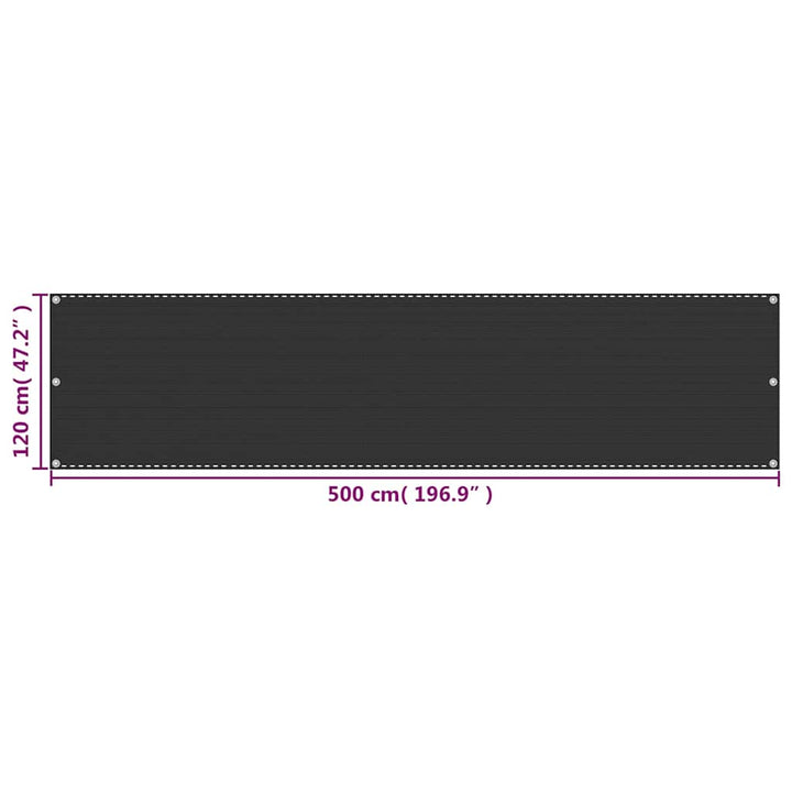 altanafskærmning 120x500 cm HDPE antracitgrå