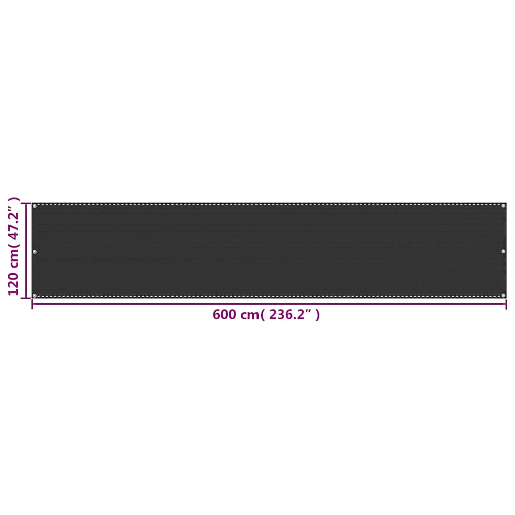altanafskærmning 120x600 cm HDPE antracitgrå