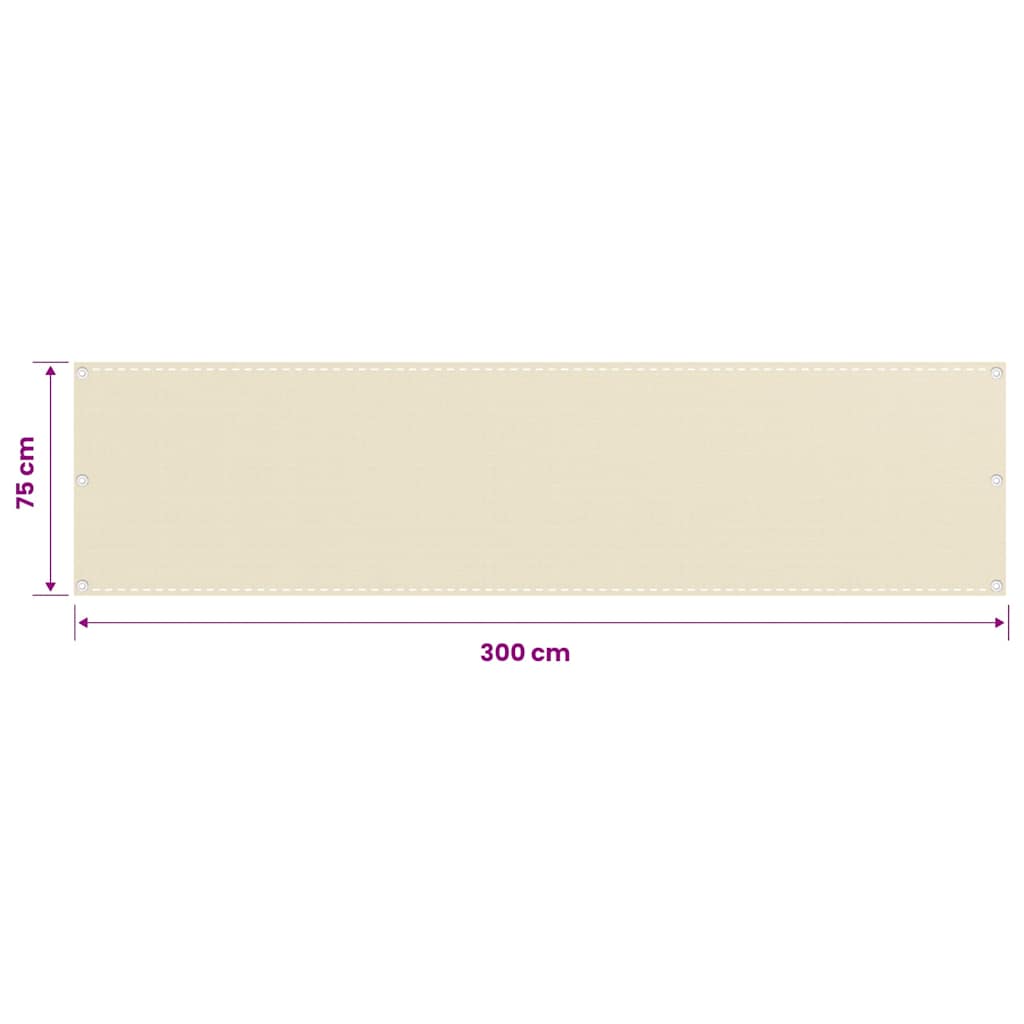altanafskærmning 75x300 cm HDPE cremefarvet
