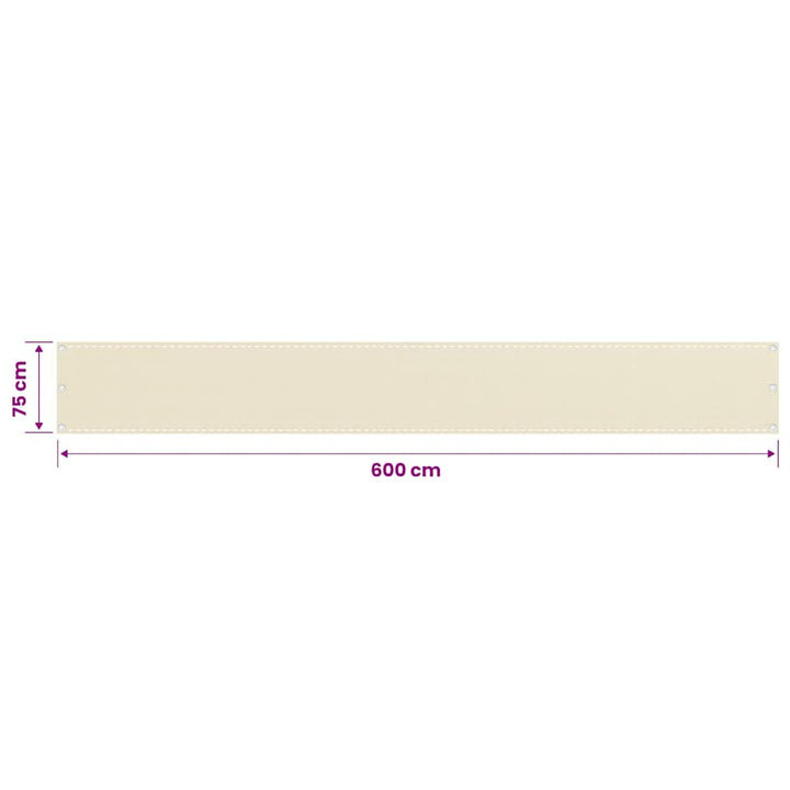 altanafskærmning 75x600 cm HDPE cremefarvet