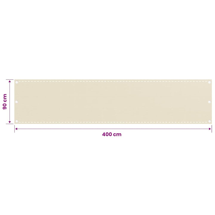 altanafskærmning 90x400 cm HDPE cremefarvet