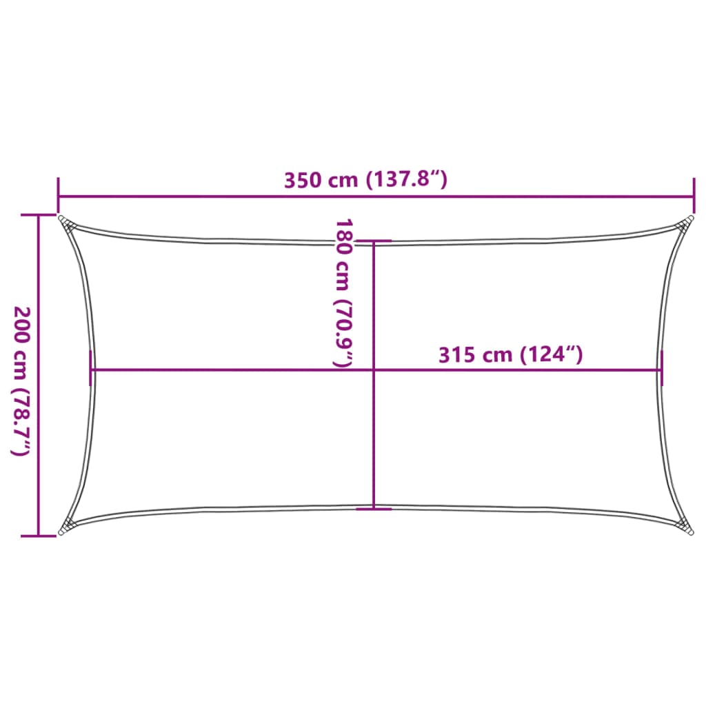 solsejl 2x3,5 m HDPE antracitgrå