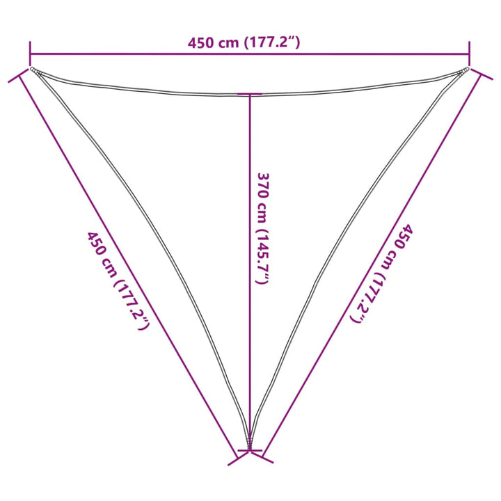 solsejl 160 g/m² 4,5x4,5x4,5 m HDPE antracitgrå