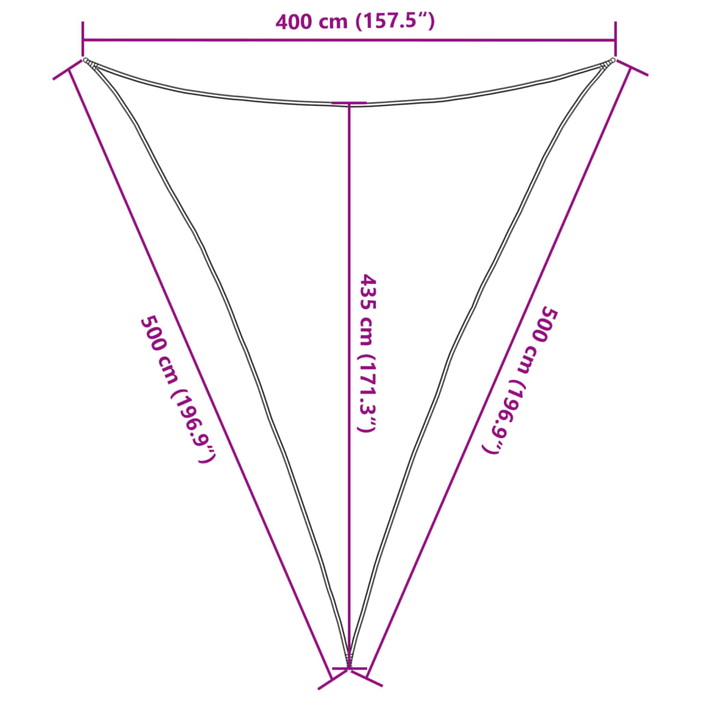 solsejl 4x5x5 m 160 g/m² HDPE antracitgrå