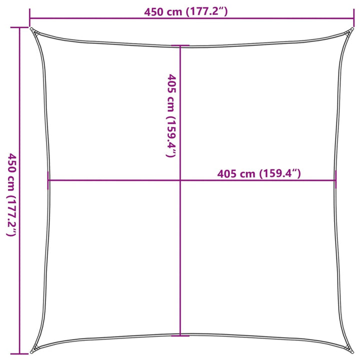 solsejl 4,5x4,5 m 160 g/m² HDPE beige