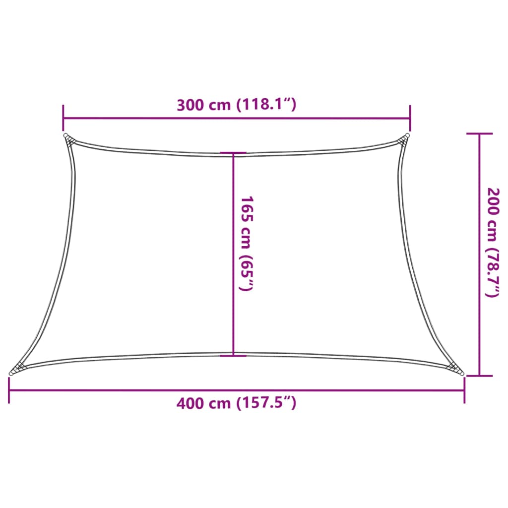 solsejl 160 g/m² 3/4x2 m HDPE beige