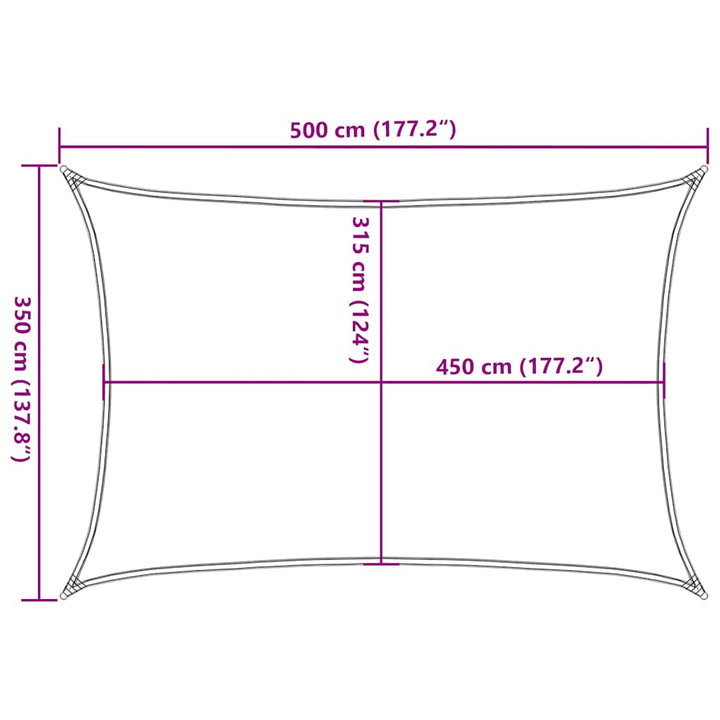 solsejl 3,5x5 m 160 g/m² HDPE cremefarvet