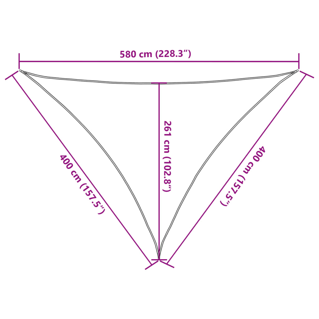 solsejl 4x4x5,8 m 160 g/m² HDPE cremefarvet