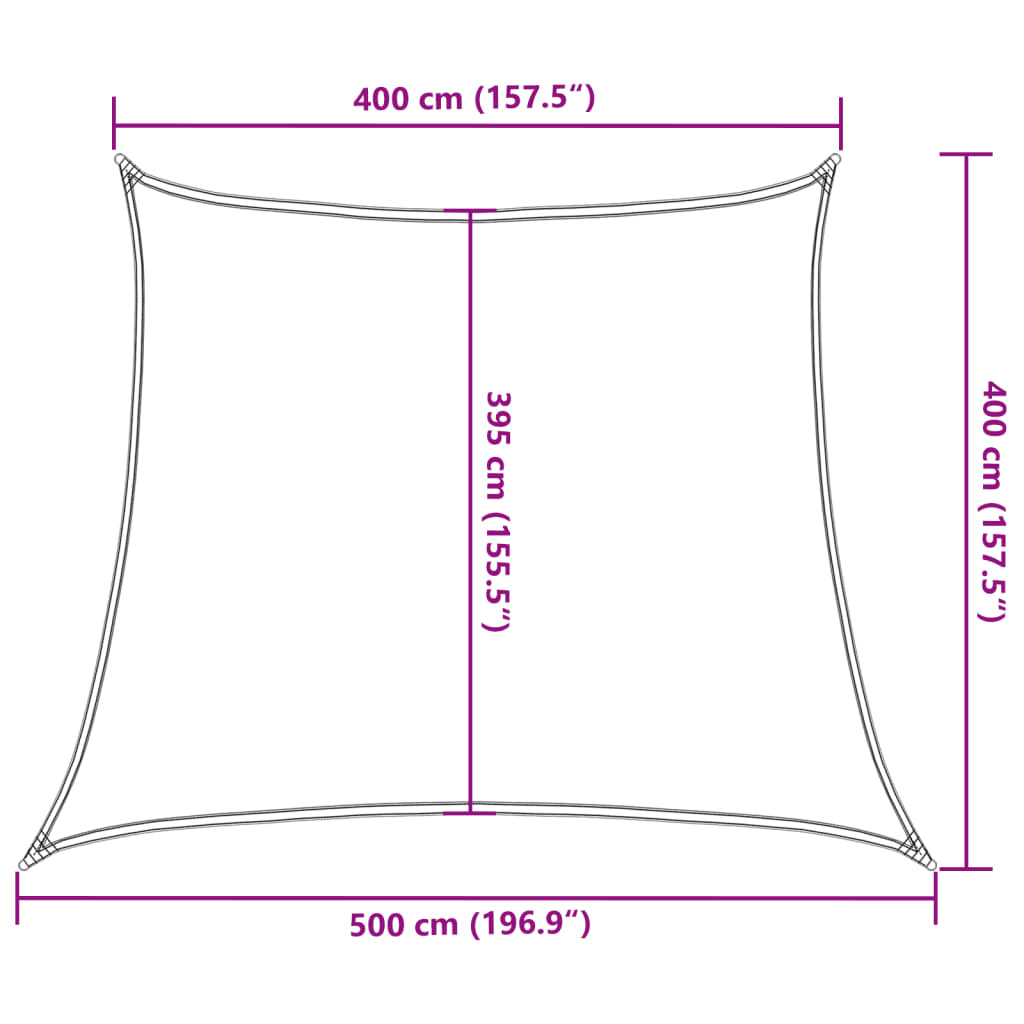 solsejl 4/5x4 m 160 g/m² HDPE cremefarvet