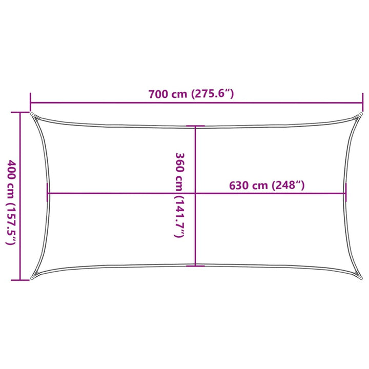 solsejl 160 g/m² 4x7 m HDPE hvid