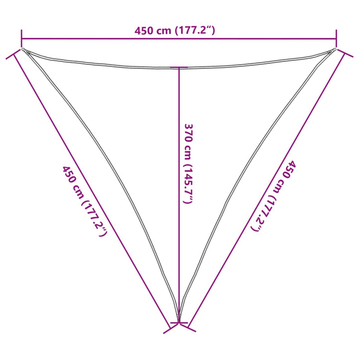 solsejl 160 g/m² 4,5x4,5x4,5 m HDPE hvid