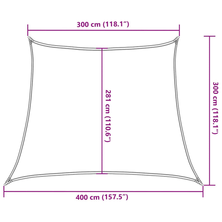 solsejl 160 g/m² 3/4x3 m HDPE hvid