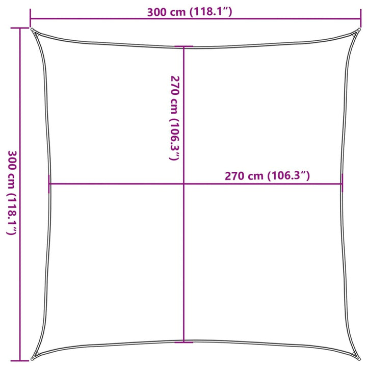 solsejl 3x3 m 160 g/m² HDPE lysegrøn