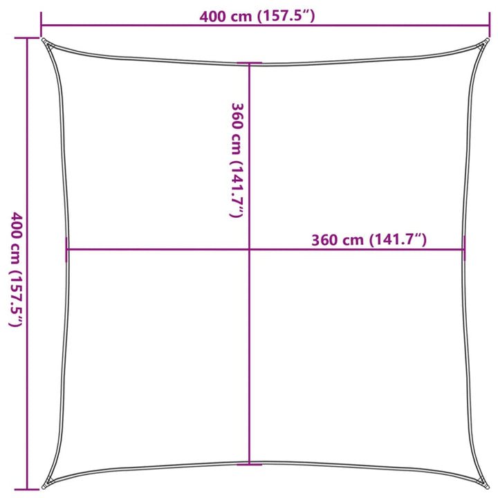 solsejl 4x4 m 160 g/m² HDPE lysegrøn