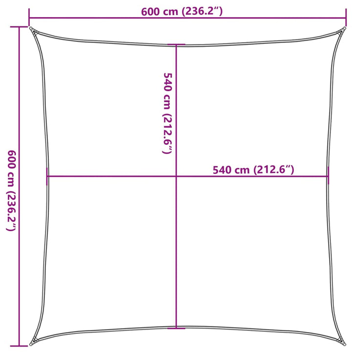 solsejl 6x6 m 160 g/m² HDPE lysegrøn