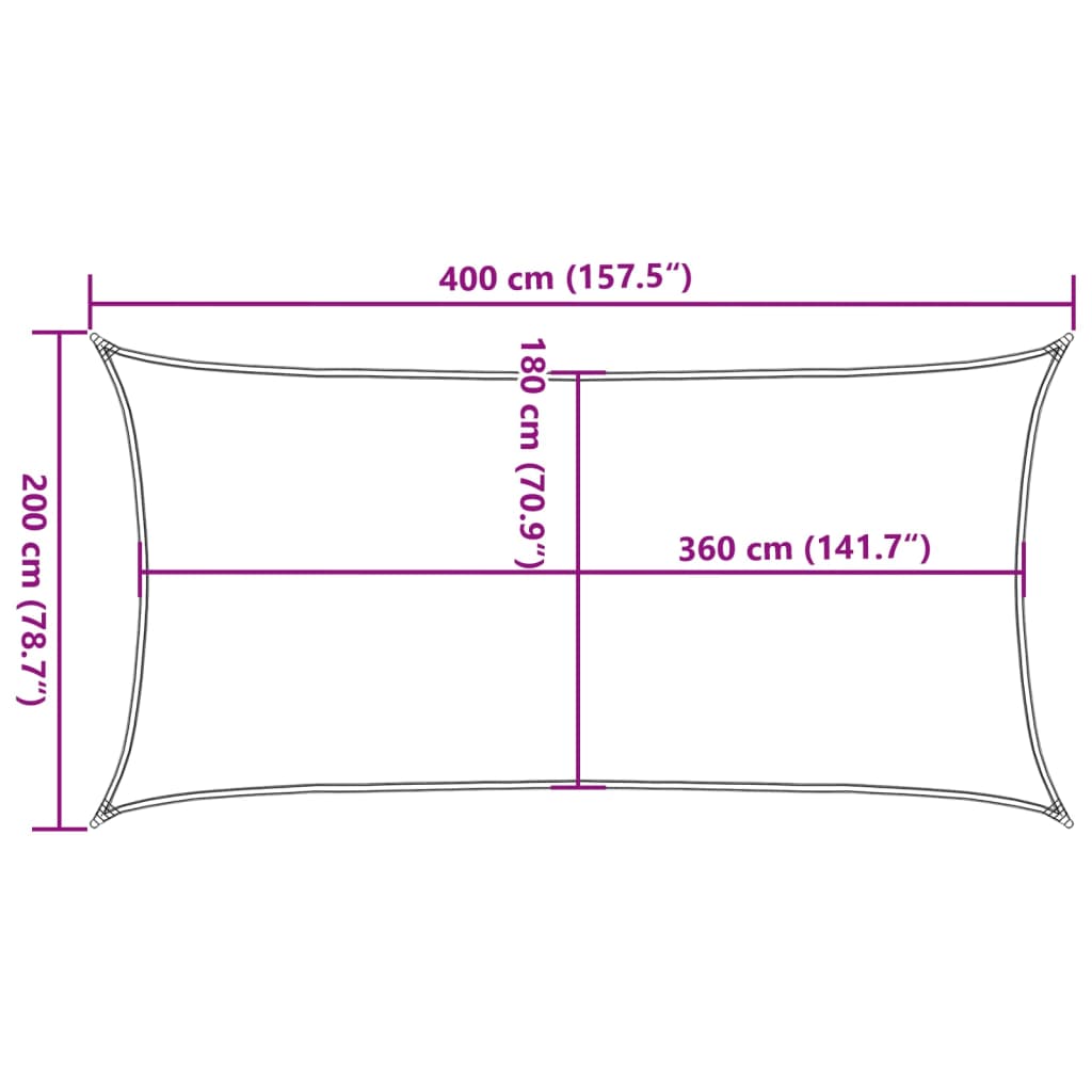 solsejl 2x4 m 160 g/m² HDPE lysegrøn