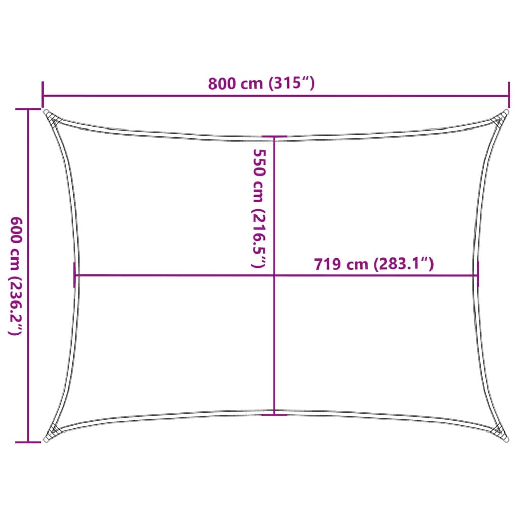 solsejl 6x8 m 160 g/m² HDPE lysegrøn